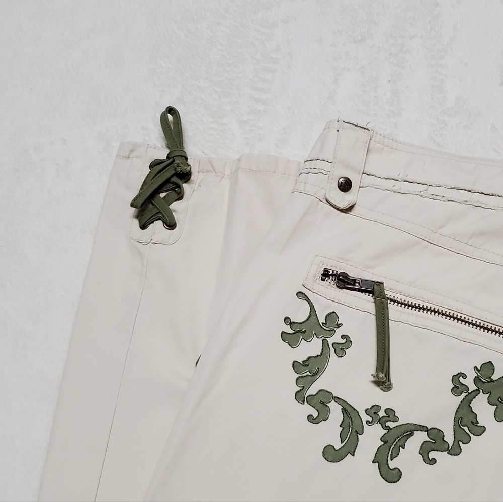 Rare Allyance ATG Grunge Cream Green Floral Low Rise Lace-up Flare Cargo Pants - Picture 14 of 16